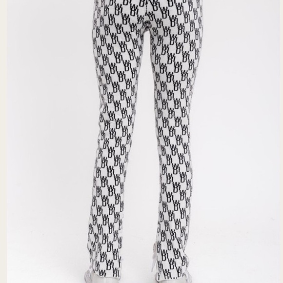 We11done Black and White Logo Knit Jacquard Pants Wool Cashmere - Picture 2 of 16
